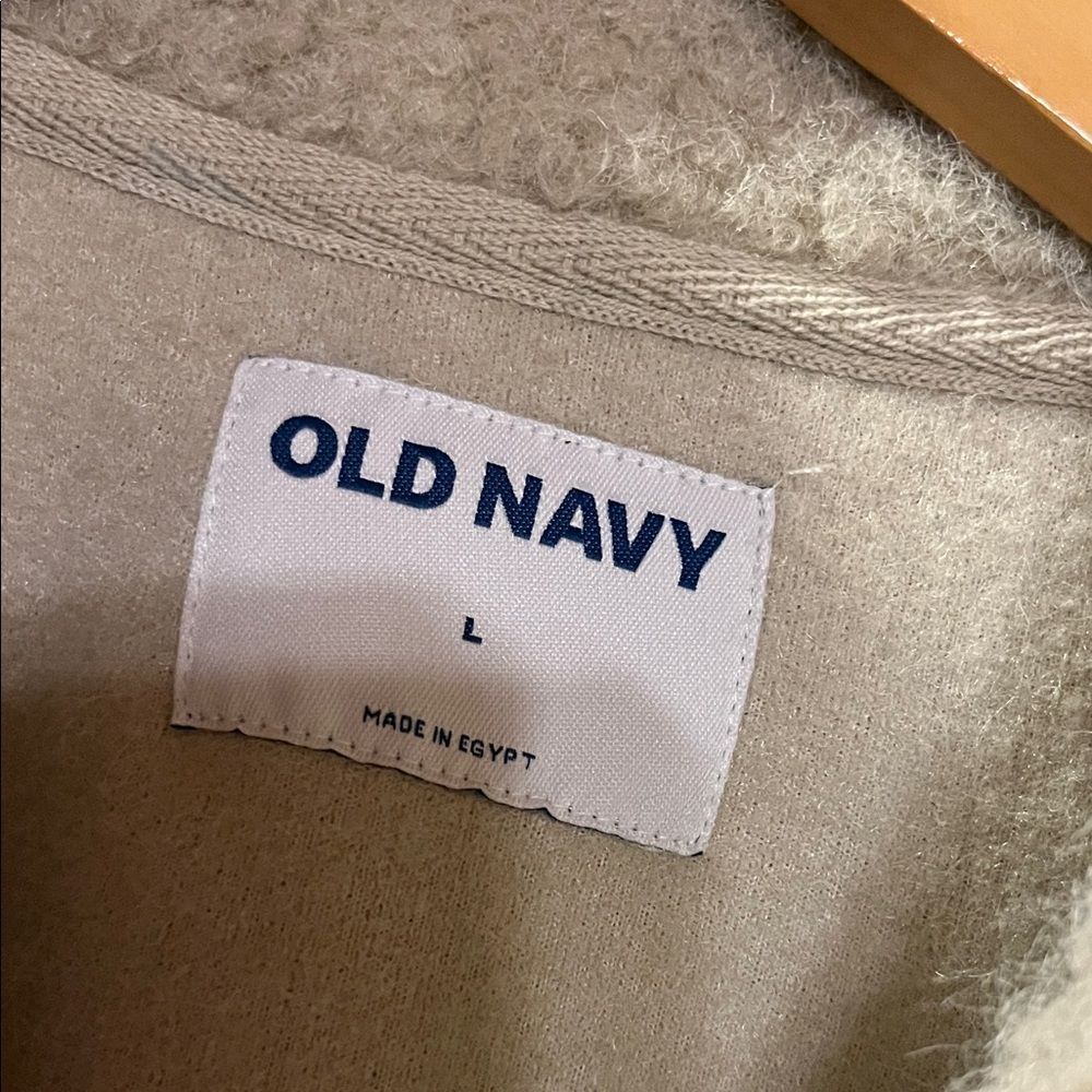 Old Navy Beige Fleece Teddy Sweater - Picture 2 of 10